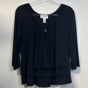 NWT Joseph Ribkoff Black Layered Ruffle Blouse Women's Size 8